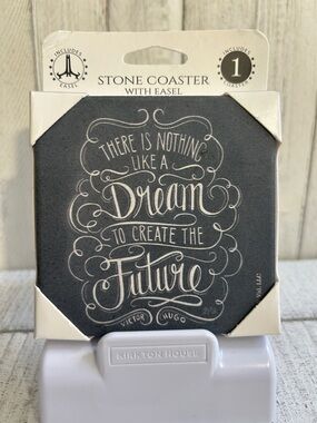 Stone Coaster Black with White Script / Inspirational / Display Option W/ Easel